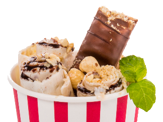 Przykładowy smak: Lody Rullon o smaku Kinder Bueno z prażonym orzechem laskowym i czekoladą